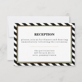 Invitation Noir Blanc Or Moderne Glam Stripes Réception