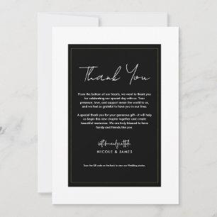 Invitation Noir Blanc Or moderne minimaliste Merci Mariage