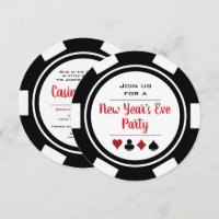 Noir Blanc Poker Chip Casino Nuit du Nouvel An Rév