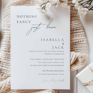Invitation Noir Blanc Rien de fantaisie juste aimer Mariage