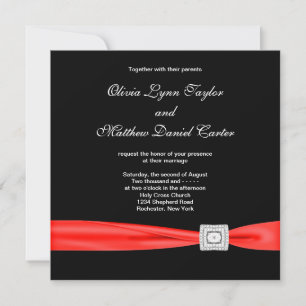 Invitation Noir Blanc Rouge Rouge Noir Mariage