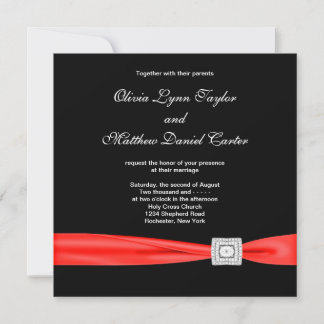 Invitation Noir Blanc Rouge Rouge Noir Mariage