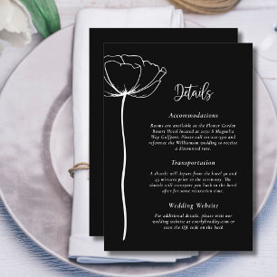 Invitation Noir Blanc Simple Élégant Mariage Floral Détail