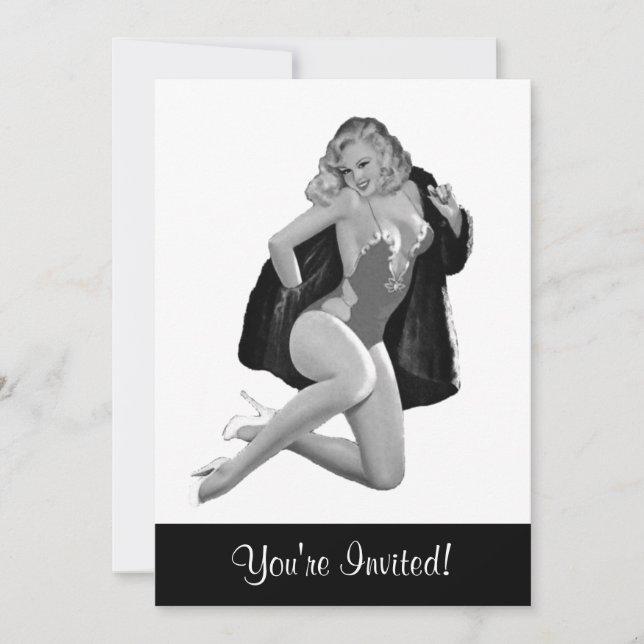 Invitation Noir & Blanc Style Pin-Up Girl 12 (Devant)