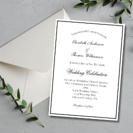 Invitation Noir Blanc traditionnel Mariage formel classique