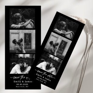 Invitation noir blanc Trois photo calligraphie chic écriture