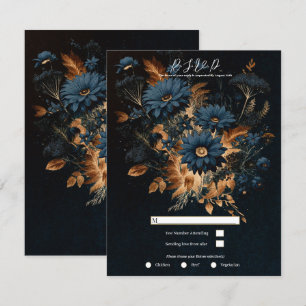 Invitation Noir bleu marine Noir Rustique Glam Boho Mariage R