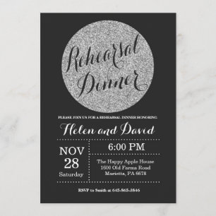 Invitation Noir de dîner de répétition et parties