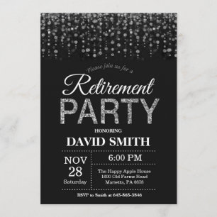 Invitation Noir de partie de retraite et parties