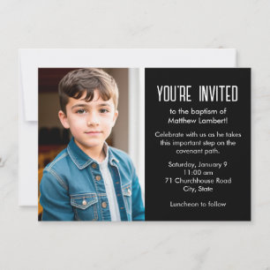 Invitation Noir Dernier jour Saint Enfant Photo Baptême