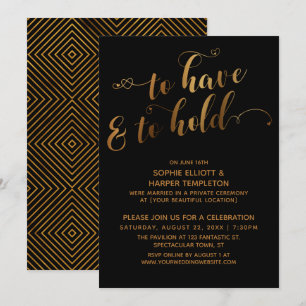 Invitation Noir d'or pour avoir et tenir un événement post-Ma