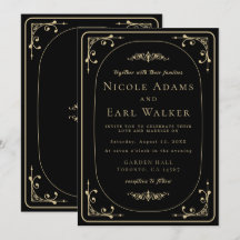 Noir Elegant Deco Gold Retro Mariage