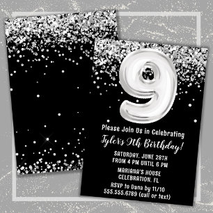 Invitation Noir et blanc 9e anniversaire