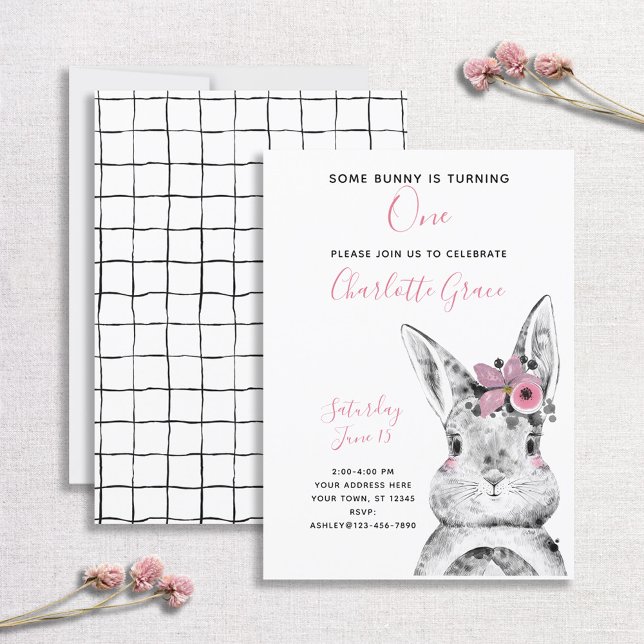 Invitation Noir et blanc Certains lapins tournent un annivers (Créateur téléchargé)