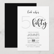 Noir et blanc Élégant Moderne 50 Anniversaire