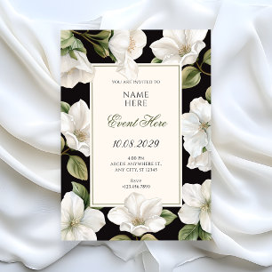 Invitation Noir et blanc floral élégant 