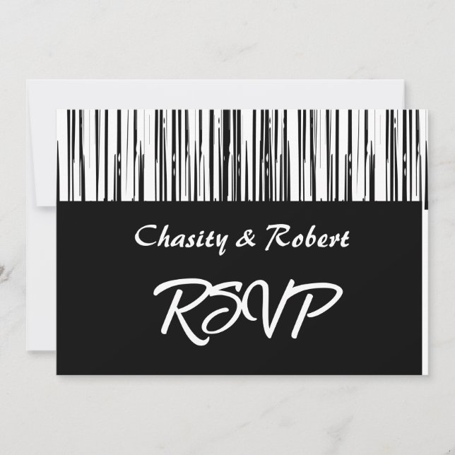 Invitation Noir et blanc Grille moderne Élégant minimaliste (Devant)