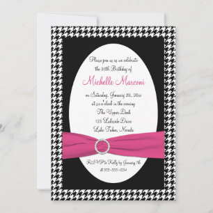 Invitation Noir et blanc Houndstooth 30e anniversaire Invitat