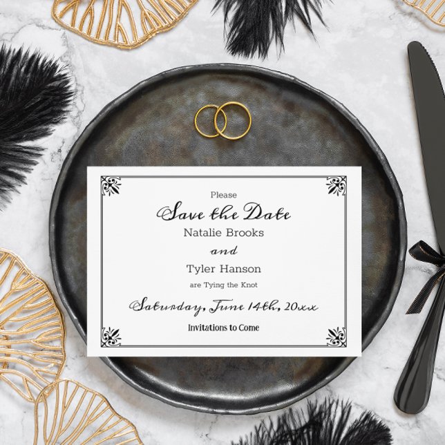 Invitation Noir et Blanc mariage d'Anime Enregistrer la date (Créateur téléchargé)