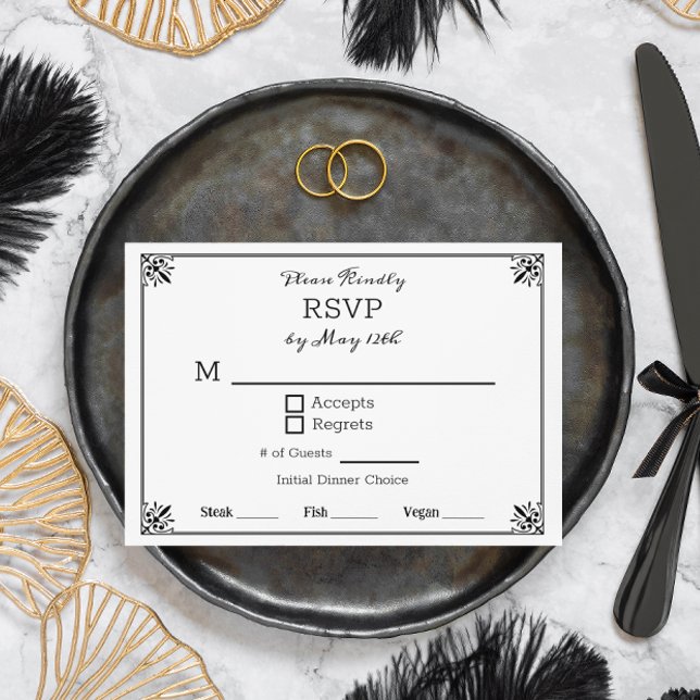 Invitation Noir et Blanc mariage d'Anime RSVP (Créateur téléchargé)