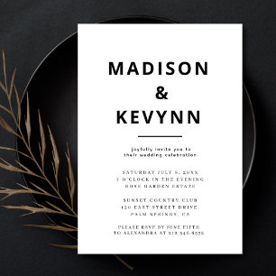 Invitation Noir et blanc   Mariage simple