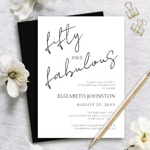 Invitation Noir et Blanc Minimal 50 ans et Incroyable Anniver