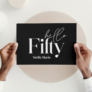 Invitation Noir et blanc minimaliste moderne simple 50e anniv