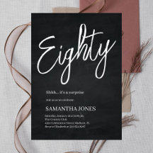 Noir et blanc moderne 80e fête d'anniversaire