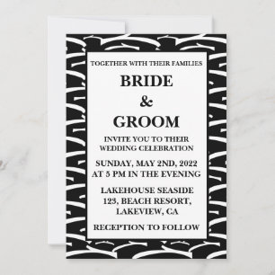 Invitation Noir et blanc moderne Grille Mariage de luxe