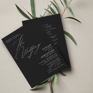 Invitation Noir et Blanc moderne Mariage RSVP QR Code
