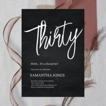 Noir et blanc moderne Trente anniversaire fête