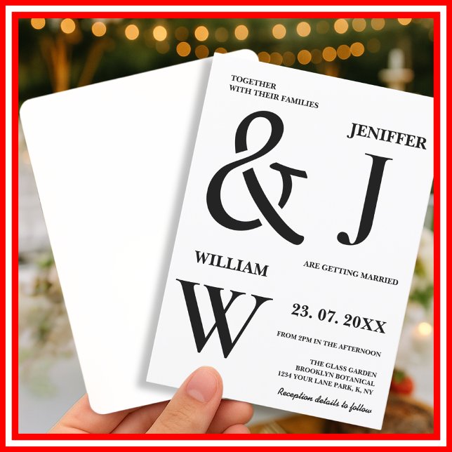 Invitation Noir et blanc Simple Élégant Mariage moderne (Créateur téléchargé)