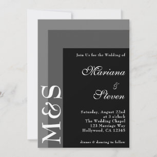 Invitation Noir et blanc Simple moderne Mariage de script chi