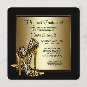 Invitation Noir et fête d'anniversaire de la femme de talons