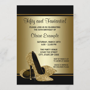 Invitation Noir et fête d'anniversaire de la femme de talons