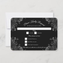Noir et gris Rose Mariage gothique RSVP Réponse