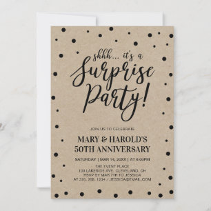 Invitation Noir et marbre   50e anniversaire du Mariage surpr