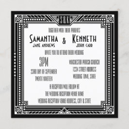 Invitation Noir et n'importe quelle couleur Grand Gatsby Mari