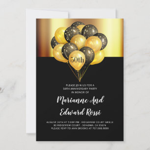 Invitation Noir et Or 50e Anniversaire de Mariage