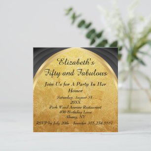 Invitation Noir et Or Cinquante & Fabulux Anniversaire de Mil