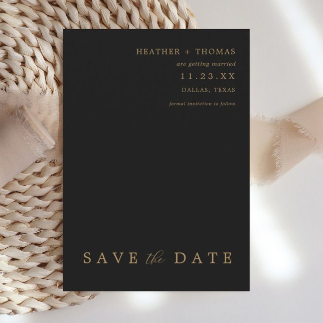 Invitation Noir et Or Mariage moderne Enregistrer les Dates (Créateur téléchargé)