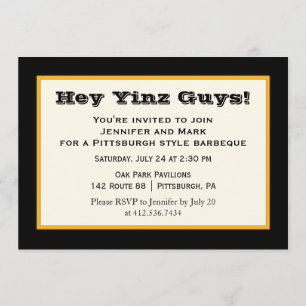 Invitation Noir et partie de Yinz de style de Pittsburgh d'or