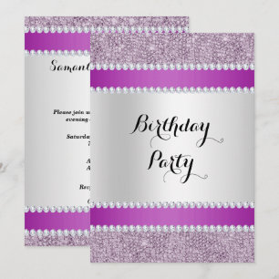 Invitation Noir et pourpre, Parties scintillant et diamant An