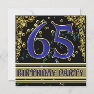 Invitation Noir et soixante-cinquième fête d'anniversaire
