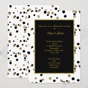 INVITATION NOIR GOLD SPOT CRYSTAL ÉLÉGANT MARIAGE