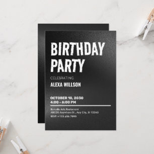 Invitation Noir Grunge Anniversaire