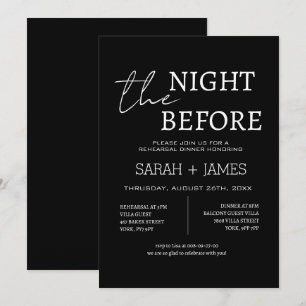 Invitation Noir la nuit avant le dîner de répétition