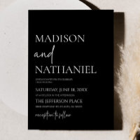 Noir minimaliste Blanc Simple Mariage élégant