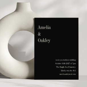 Invitation Noir minimaliste élégant Mariage moderne élégant