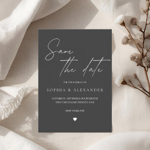 Invitation Noir minimaliste Enregistrer la date